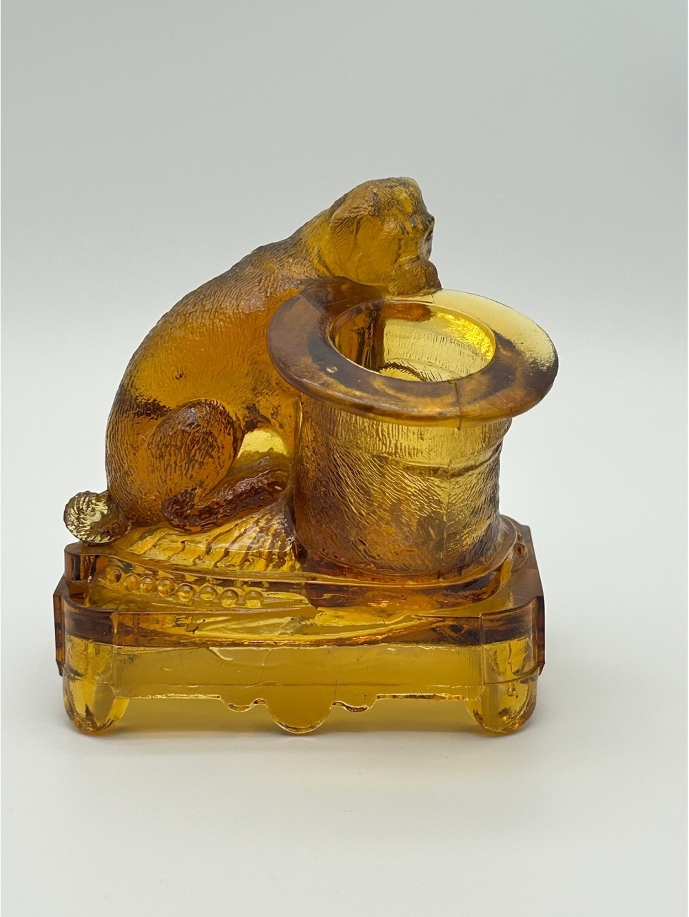 EAPG Belmont Glassworks Dog and Hat Toothpicks Holder- late 19th centurey